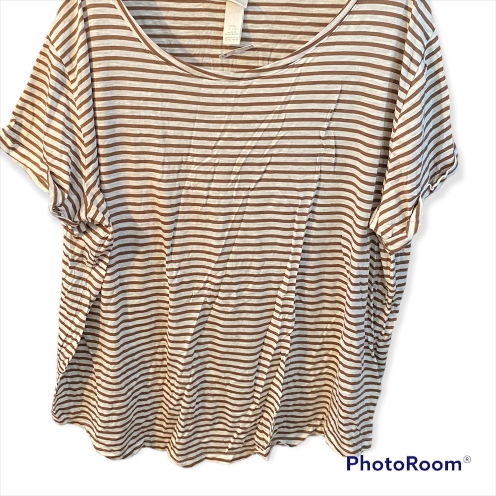 Striped Short Sleeve Shirt Top Ladies Plus Size 2X NWT New